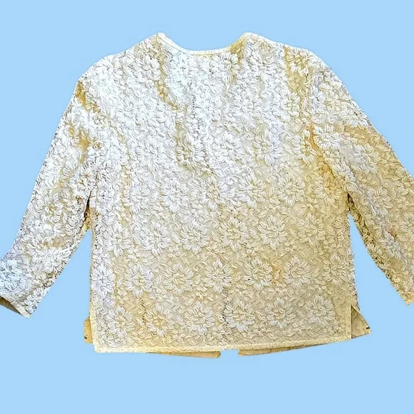 Chic Vintage 50s 60s Beaded All Over Cardigan Sweater In‎ White S-M